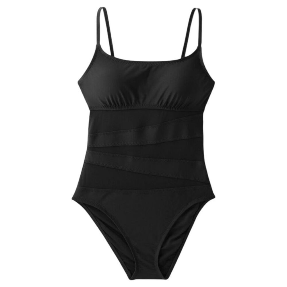 NEW Shade & Shore Mesh Front One Piece Swimsuit Black XS